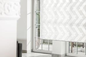 Teba Twinlight Rollo Gräte 2075 weiß, Fensteransicht, halb geöffnete Anla